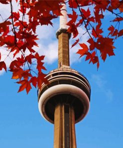 Cn Tower And Leaves Paint By Number