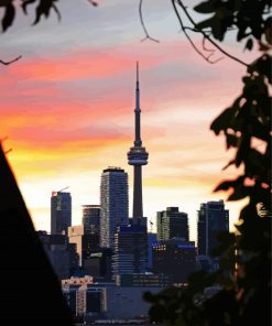 Beautiful Cn Tower At Sunset Paint By Number