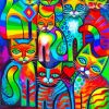 Colorful Abstract Cats Paint By Number