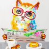 Colorful Cat Reading Newspaper Paint By Number