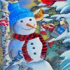 Cute Snowman With Birds Paint By Number