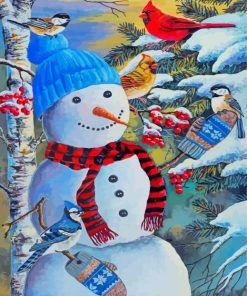 Cute Snowman With Birds Paint By Number