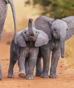 Elephant Mom And Their Babies Paint By Number