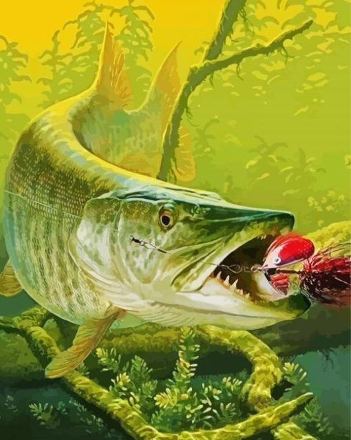 Muskie Fish In Water Paint By Number