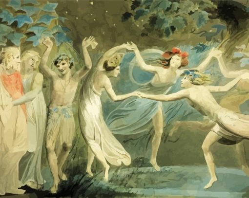 Oberon Titania And Puck With Fairies Dancing By William Blake Paint By Number