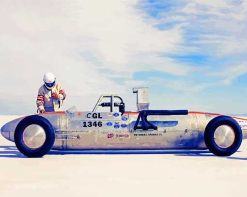 Old Car In Bonneville Racing Paint By Number