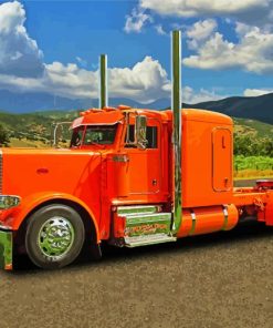 Orange Peterbilt Semi Paint By Number
