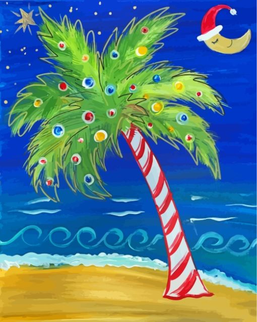 Palm Trees Christmas And Moon Paint By Number