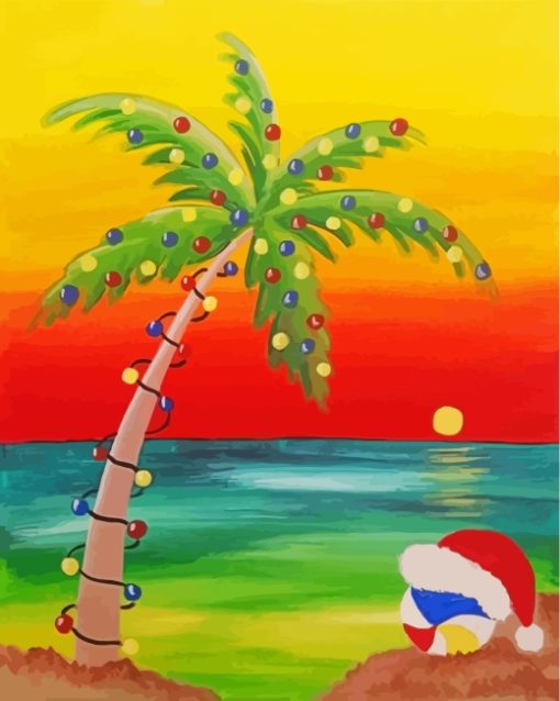 Palm Trees Christmas Art Paint By Number