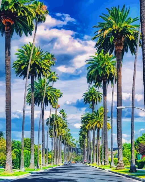 Palm Trees Street Beverly Hills Paint By Number