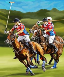 Polo Players And Horses Illustration Paint By Number