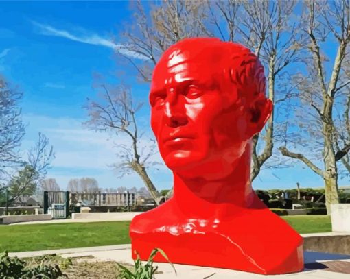 Red Bust Of Julius Caesar Head Paint By Number