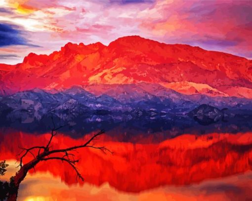 Red Mountains At Sunset Paint By Number