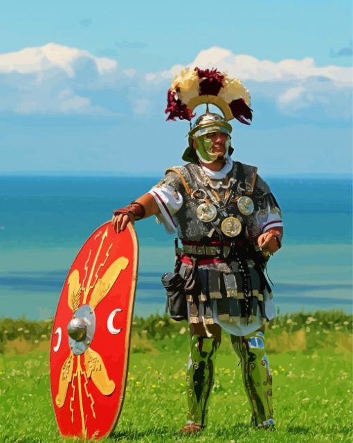 Roman Warrior With Shield Paint By Number