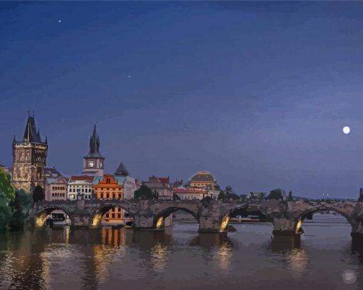 St Charles Bridge At Night Paint By Number