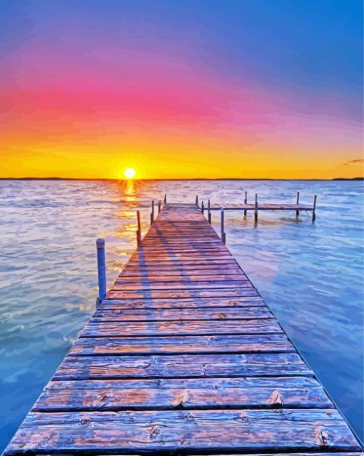 Sunset Wooden Pier Paint By Number