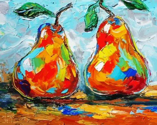 Three Pears Abstract Food Paint By Number