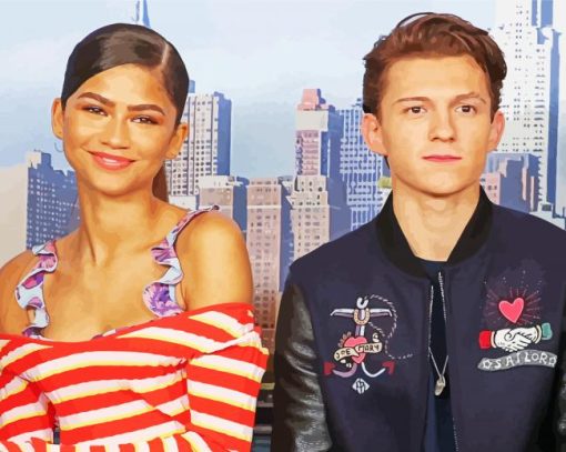 Tom Holland And Cute Zendaya Paint By Number