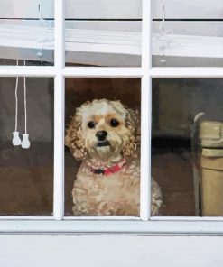 Puppy Looking Out Window Paint By Number