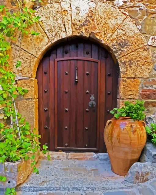 An Old Wooden Door Paint By Number