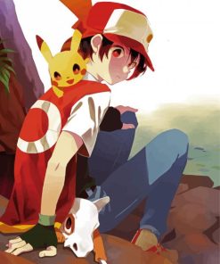 Ash With Cubone And Pikachu Paint By Number