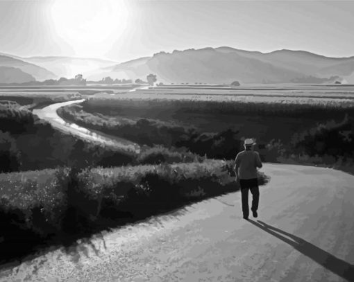 Black And White Lonely Road Paint By Number