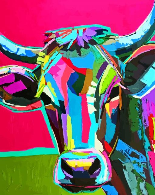 Colorful Cow Abstract Paint By Number