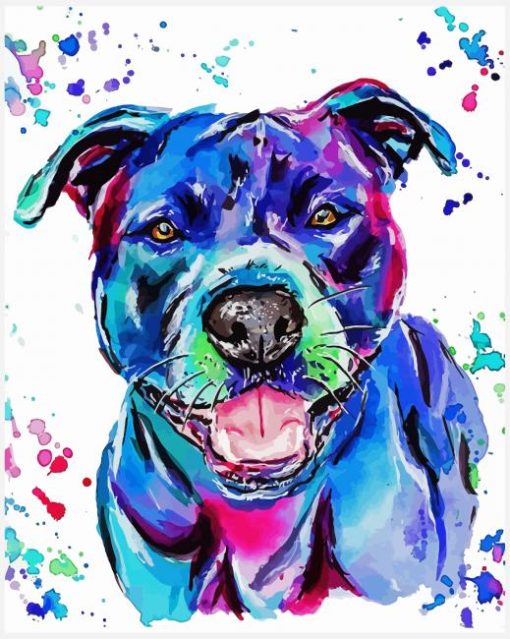 Colorful Staffy Dog Paint By Number