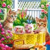 Cute Cats In Garden Paint By Number