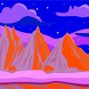 Illustration Red Mountains Paint By Number