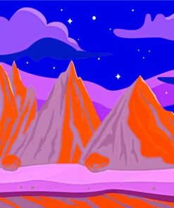 Illustration Red Mountains Paint By Number