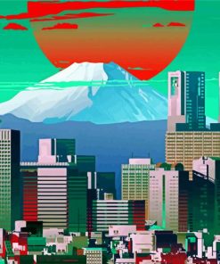 Japan City Buildings Illustration Paint By Number