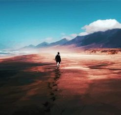 Lonely Girl Walking On Beach Paint By Number