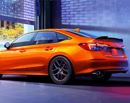 Orange Honda Civic Car Paint By Number