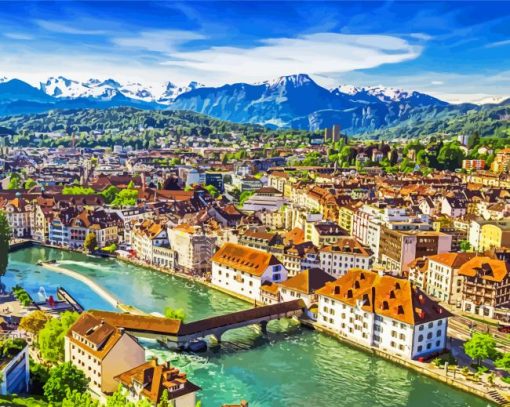 Panorama View Of Lucerne Switzerland Paint By Number