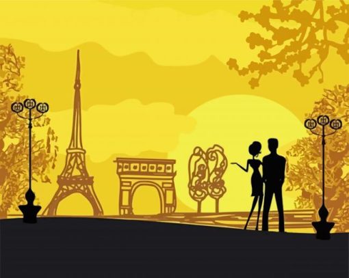 Paris Couple Silhouette Art Paint By Number