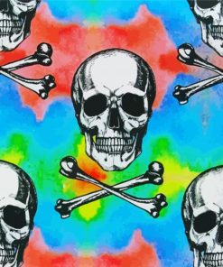 Psychedelic Skull And Crossbones Paint By Number