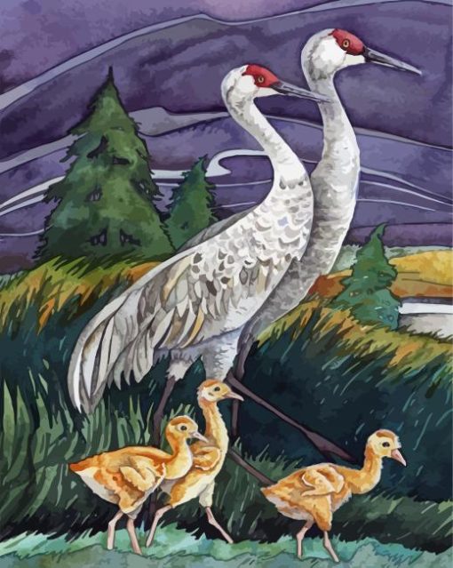 Sandhill Crane Family Art Paint By Number