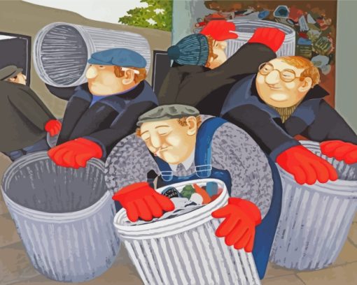 The Dustbin Men By Beryl Cook Paint By Number