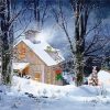 Vintage Home Snow Scene Paint By Number