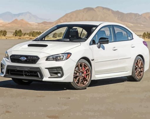 White Subaru WRX Paint By Number