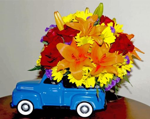 Beautiful Flowers And Car Paint By Number