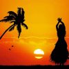 Hawaiian Hula Dance Sunset Silhouette Paint By Number