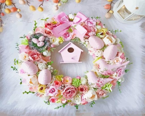 Pinky Easter Wreath Paint By Number