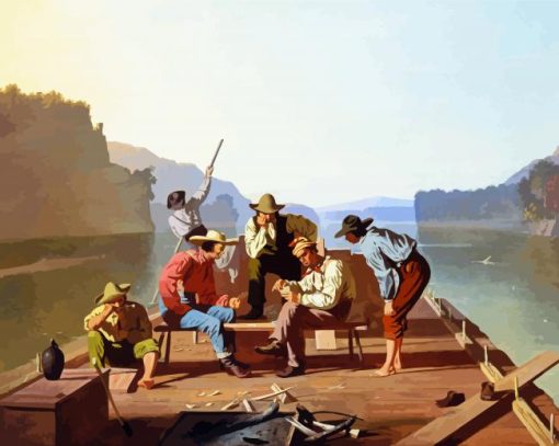 Raftsmen Playing Cards By George Caleb Bingham Paint By Number