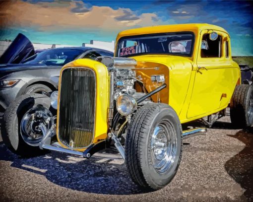 Yellow Street Rat Rod Paint By Number