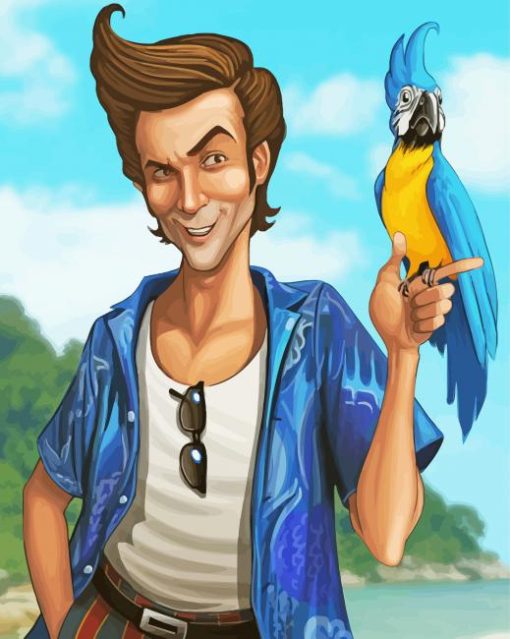 Ace Ventura And Parrot Paint by numbers