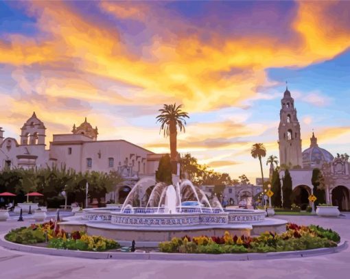 Balboa Park Sunset paint by numbers