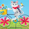 Bicycle Cartoon Cat paint by numbers