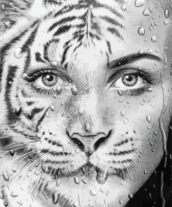 Black And White Tiger Woman paint by numbers